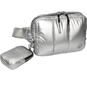 Joan & David Metallic Tubular Quilted Nylon Passport Sling Bag - 1 of 4