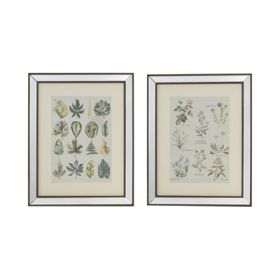 VisioGear Set of 2 Mirror Framed Wall Art on Mellow Golden Tint Background, 15.7"*19.7"*0.6"