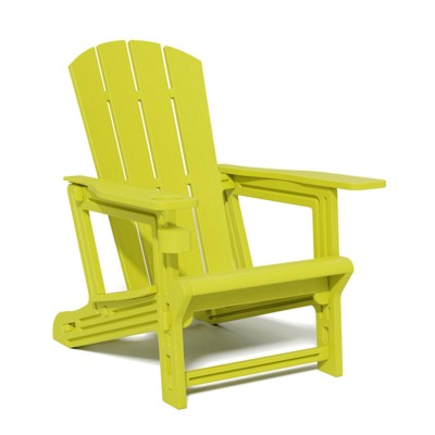 Maggift Outdoor Adirondack Chairs, Plastic Fire Pit Chairs with Drink Holder, Patio Chairs with Stool Legs for Lawn Garden, Yellow 31.4"*29.6"*36.4"