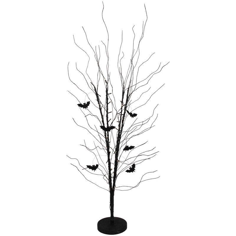 Northlight 50" LED Lighted Black Halloween Branch Tree with Bats, Warm White Lights, 1 of 7
