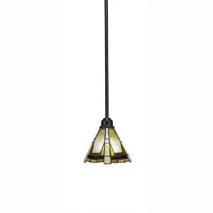 Toltec Lighting Blacksmith 1 - Light Pendant in  Painted Wood/Dark Granite with 7" Zion Art Glass Shade - 1 of 1