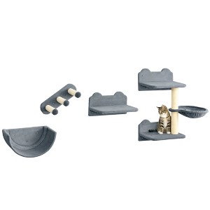 SKYONE Wall-Mounted Cat Furniture Set: Hammock, Scratching Post, Nest & Platforms for Small Spaces, - 1 of 4