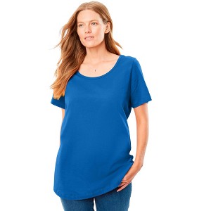 Woman Within Plus Size Perfect Short-Sleeve Scoopneck Tee - 1 of 4