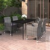 vidaXL Patio Dining Set - 5 Piece Poly Rattan/Glass Table & Chair Set with Dark Gray Cushions, Outdoors/Indoor Comfort - 2 of 4
