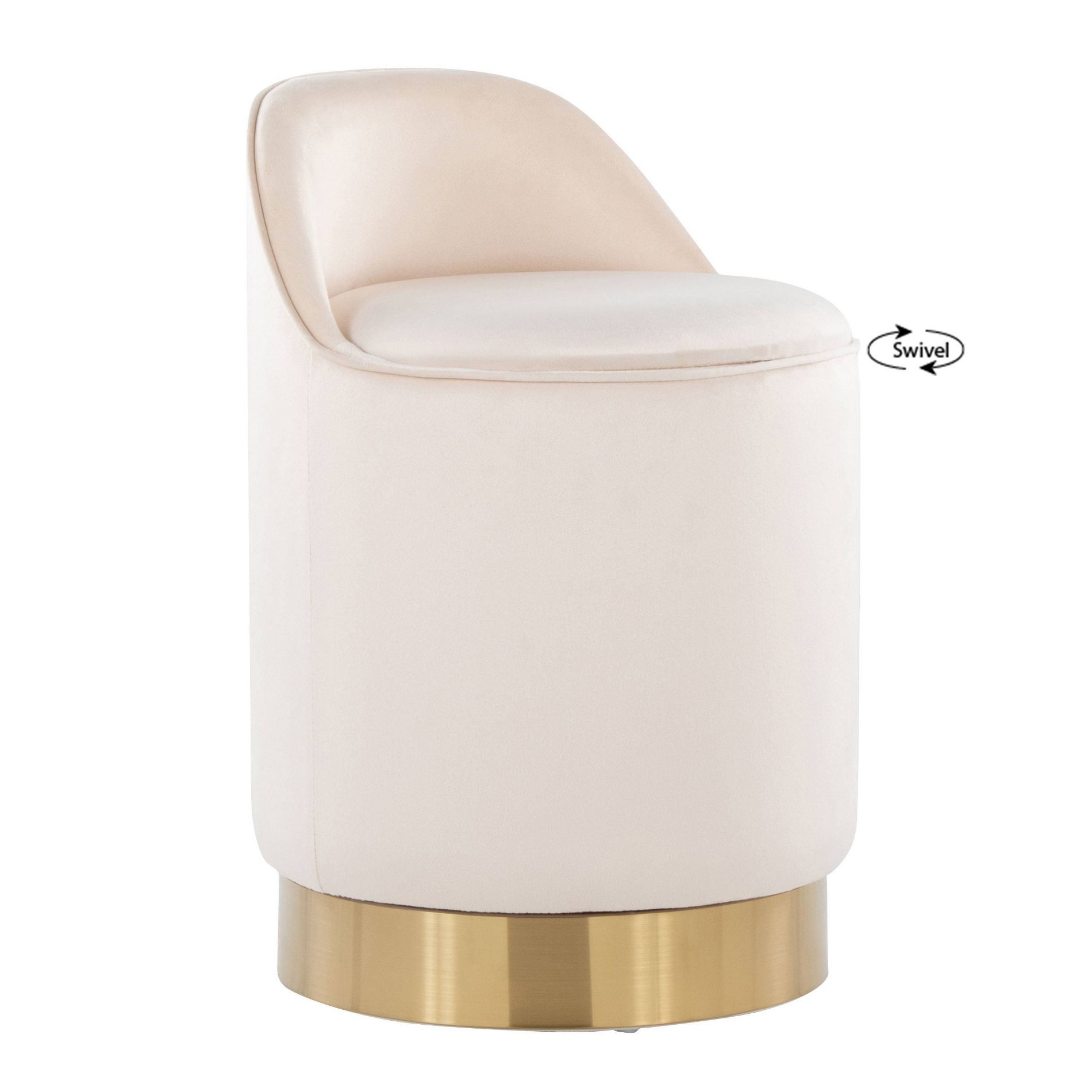 LumiSource Marla Vanity Stool Gold/Cream Velvet
