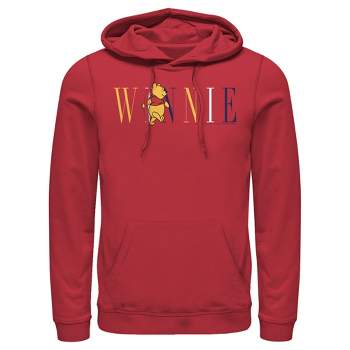 Men's Winnie the Pooh Yellow, White, and Blue Script Pull Over Hoodie