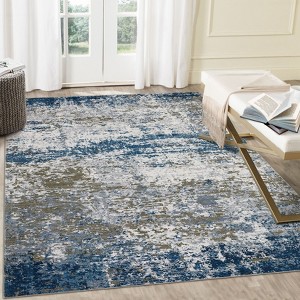 Abstract Machine Washable Rug with Rubber Backing for Living Room Stain Resistant Accent Rug Low Pile Ultra Soft Non Slip Rug - 1 of 4