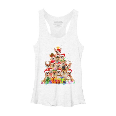 Women's Design By Humans Christmas Pajama Chihuahua Tree By MINHMINH Racerback Tank Top