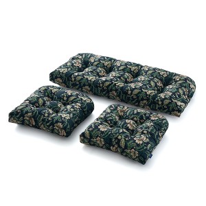 Outdoor Chair Cushions,3 Piece Loveseat Outdoor Cushions Set,Tufted/Wicker Patio Cushion for Patio Furniture All Weather,44“x19 x5,Floral - 1 of 4