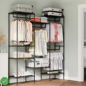 Portable Heavy Duty Clothes Rack Freestanding Closet Wardrobe w/4 Hang Rods & 8 Shelves - 1 of 4