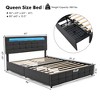 Costway Upholstered Queen LED Lights Bed Headboard Drawers Solid Wooden Slat Platform - 4 of 4