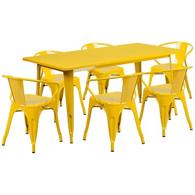 Emma And Oliver Commercial Grade Rectangular Yellow Metal Indoor ...