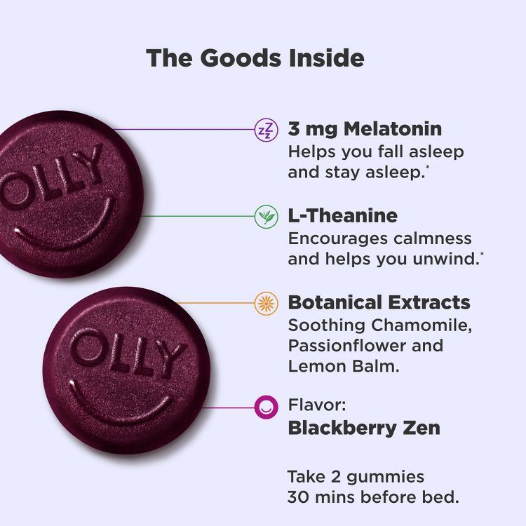 OLLY 3mg Melatonin Sleep Gummies - Blackberry Zen, 3 of 8