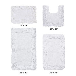 Shaggy Border Collection 4-Piece Bath Rug Set 100% Cotton Tufted Weave Ruffle Border Pattern Bathroom Rug for Machine Washable Bathmat - 1 of 4