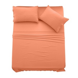 6 Piece Bed Sheet Set Ultra Soft Brushed Microfiber Solid Sheets with Pillow Cases - Lux Decor Collection - 1 of 4