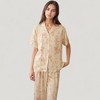 Anna-Kaci Lounge Women's Long Sleeve Floral Pajama Set Button-Up Notched Collar Top with Matching Wide Leg Pants - 2 of 4