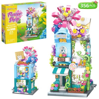 FUN LITTLE TOYS Montessori Flower Shop Building Set, City Street Florist House, Creative Mini Blocks Toy for Kids Girls Boys Ages 6+ (356 Pcs)