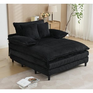 PAGED Oversized Corduroy Accent Lounge Chair Bed with Adjustable Backrest & Pillows,Upholstered Futon Couch for Living Room,Bedroom - 1 of 4