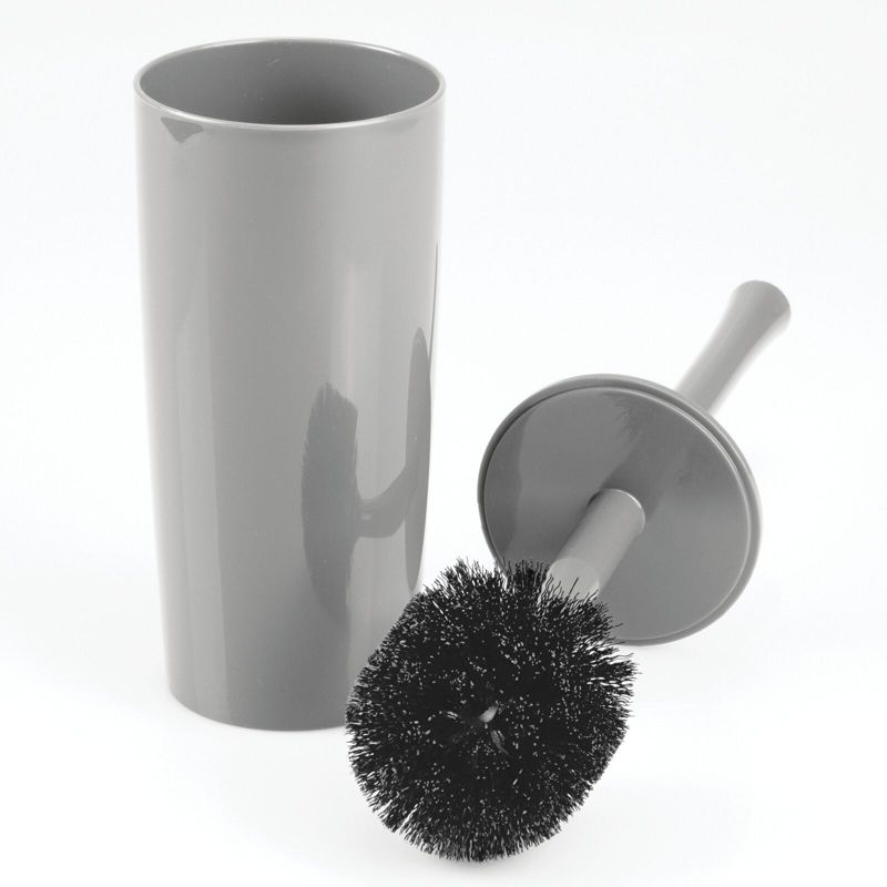 mDesign Slim Modern Compact Plastic Toilet Bowl Brush and Holder, 5 of 8