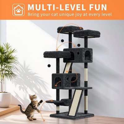 Acekool 66" Cat Condo Tower - Multi-Level Playhouse for Large Cats