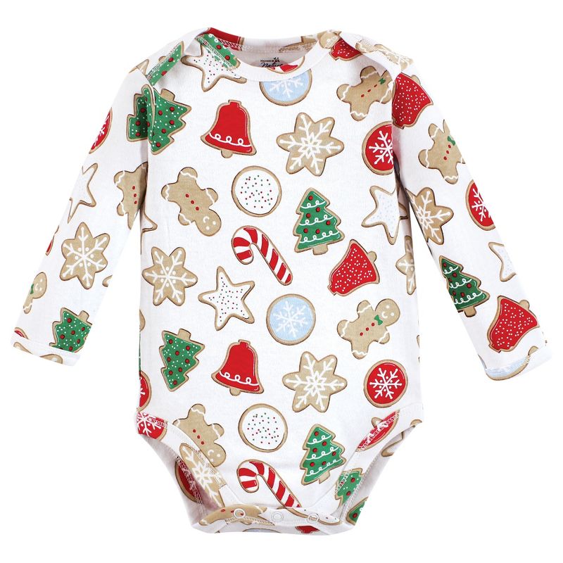Touched by Nature Unisex Baby Organic Cotton Long-Sleeve Bodysuits, Christmas Cookies, 5 of 6