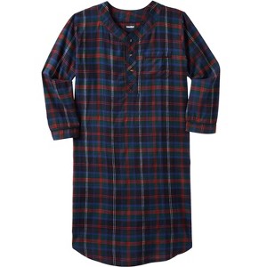 KingSize Men's Big & Tall Plaid Flannel Nightshirt - 1 of 4