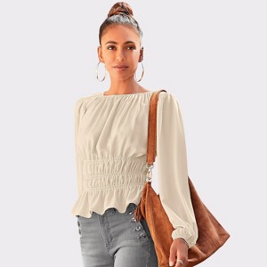 Women's Smocked Waist Blouse Shirt - LASCANA - 1 of 4