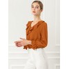 INSPIRE CHIC Women's Office Work Ruffle V Neck Long Sleeve Chiffon Peasant Blouse - 2 of 4