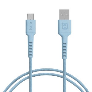 iHome 6ft USB to Micro USB Cable, Charge & Sync, Durable Braided Nylon, Strain Defense Technology, Light Blue - 1 of 4