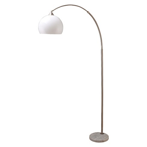 76 Modern Arc Floor Lamp On Marble Base Silver White Target