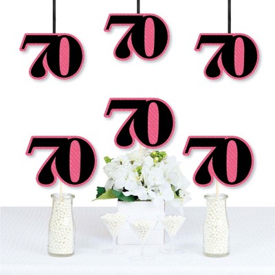 Big Dot of Happiness Chic 70th Birthday - Pink, Black and Gold - Decorations DIY Party Essentials - Set of 20