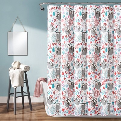 72"x72" Kids' Hygge Sloth Shower Curtain Single White - Lush Décor