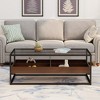 Coffee Table With Storage Compartment, 47.24in Tempered Glass Bearing Up To 33 Pounds,Black - 2 of 3