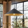 Dewdrop 23.62 Inch Large Modern Black Pendant Light, Farmhouse Industrial Dome Shade with Gold Interior - 2 of 4