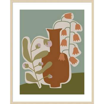 33"x41" Expressive Abstract House Plant Terracotta Vase by The Creative Bunch Studio Wood Framed Wall Art Print Brown - Amanti Art
