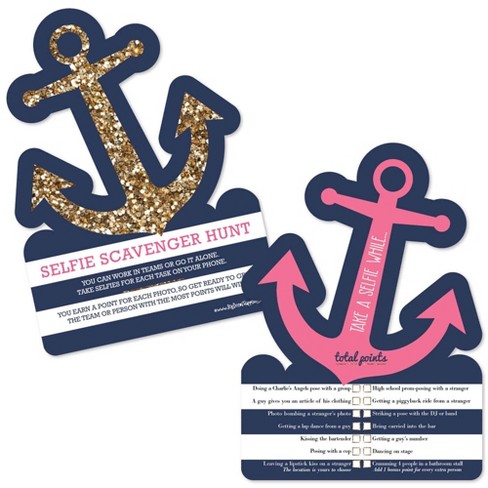 Nautical Bachelorette and Bridal Shower Shaped Bingo Game Bar Bingo Cards and Markers Big Dot of Happiness Last Sail Before the Veil Set of 18