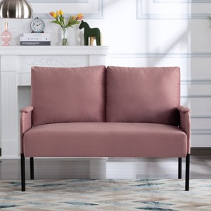AndMakers 45.7 in. W Square Arm Velvet Modern Straight Sofa - 1 of 4