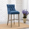 WestinTrends 24" Linen Fabric Tufted Buttons Upholstered Wingback Counter Stool - 2 of 4
