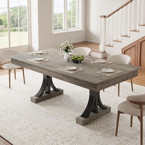 71" Dining Table for 6–8 with 2 Drawers, Double C-Shaped Pedestal Base & Large Wooden Rectangular Tabletop - 1 of 4