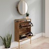 QingMoon Wall-mounted Shoe Cabinet with Mirror, Hidden Shoe Storage Rack with Metal frame for Entryway, Foyer and Hallway - 3 of 4