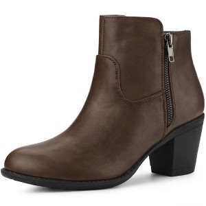 Allegra K Women's Halloween Round Toe Stacked Chunky Heel Zipper Ankle Booties - 1 of 4