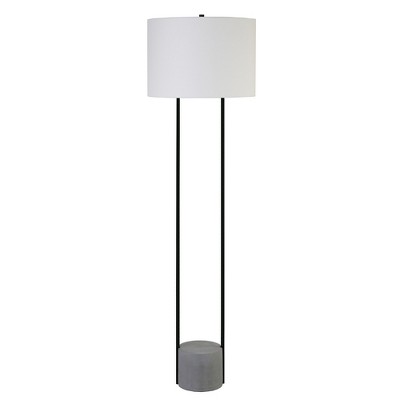 Hudson and Canal 65.5" Floor Lamp: Blackened Bronze, Concrete Base, Polyester Drum Shade