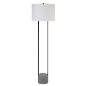Hudson and Canal 65.5" Floor Lamp: Blackened Bronze, Concrete Base, Polyester Drum Shade - 1 of 4