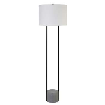 Hampton & Thyme 65.5" Tall Floor Lamp with Fabric Shade Blackened Bronze/Concrete/White