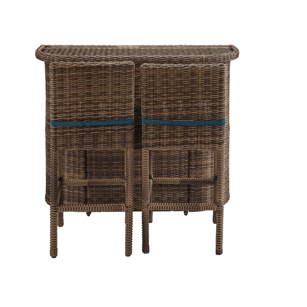 Bradenton 3pc Outdoor Wicker Bar Set Navy Crosley
