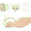 Perphy Women's Knot Lace Up Strappy Square Toe Kitten Heel Sandals - 3 of 3