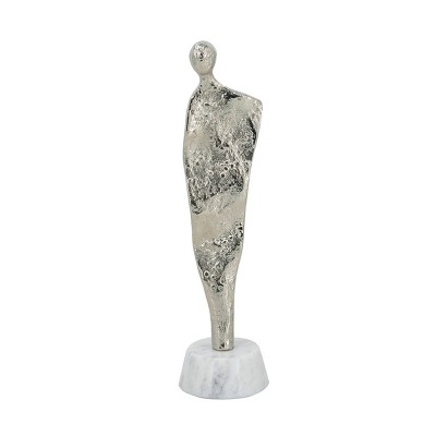 GlasFlength Decorative Objects Abstract Human Decor Thinker Sculpture Figurine Aesthetic Table Desk Decor for Living Room, Silver, 3.5"*3"*12"
