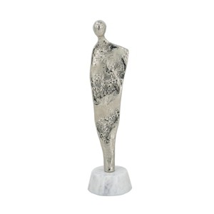 GlasFlength Decorative Objects Abstract Human Decor Thinker Sculpture Figurine Aesthetic Table Desk Decor for Living Room, Silver, 3.5"*3"*12" - 1 of 4