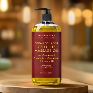 Majestic Pure Vegan Collagen Cellulite Massage Oil with Stem Cells for Skin Tightening - 8 Fl Oz - 1 of 4