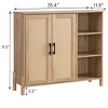 Vynxaria Mid-Century Modern Storage Cabinet with Woven Rattan Doors, Open Shelves & Adjustable Shelves for Living Room,Dining Room - 2 of 4